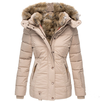 Women's Winter Puffer Jacket with Faux Fur Hood – Quilted Warm Coat, S–5XL