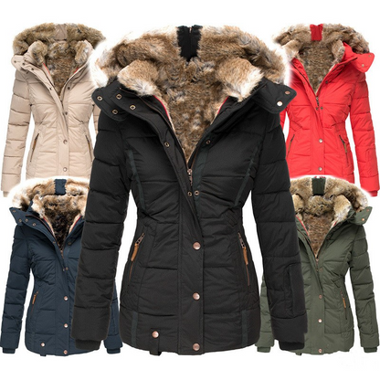 Women's Winter Puffer Jacket with Faux Fur Hood – Quilted Warm Coat, S–5XL