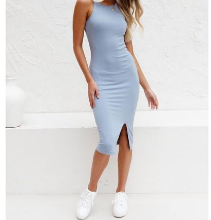 Solid Color Long Vest Dress