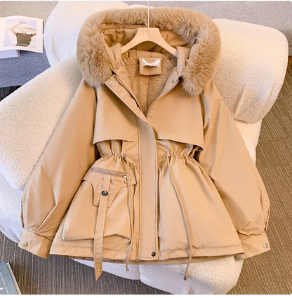 Women's Slimming Hooded Padded Jacket – Fleece-Lined Korean Winter Coat, S–3XL