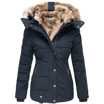 Women's Winter Puffer Jacket with Faux Fur Hood – Quilted Warm Coat, S–5XL