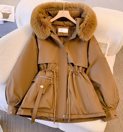 Women's Slimming Hooded Padded Jacket – Fleece-Lined Korean Winter Coat, S–3XL