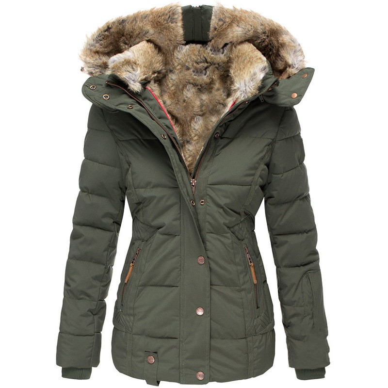 Women's Winter Puffer Jacket with Faux Fur Hood – Quilted Warm Coat, S–5XL