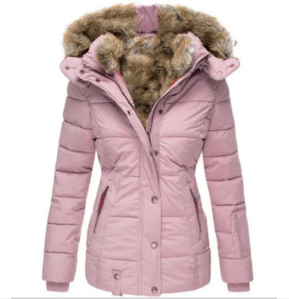 Women's Winter Puffer Jacket with Faux Fur Hood – Quilted Warm Coat, S–5XL