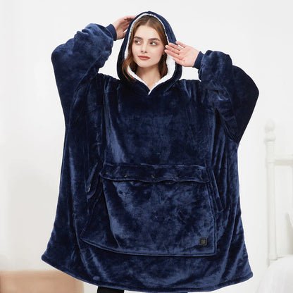Heated Hoodie Blanket – Wearable Electric Blanket with Adjustable Heat Settings