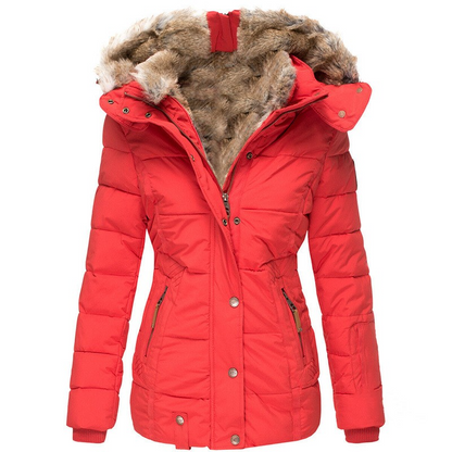 Women's Winter Puffer Jacket with Faux Fur Hood – Quilted Warm Coat, S–5XL