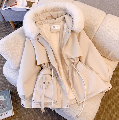 Women's Slimming Hooded Padded Jacket – Fleece-Lined Korean Winter Coat, S–3XL